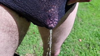 Pissing Through My Panties Outside In Slow Motion...