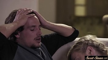 Masturbating stepsis sucks fat and hard cock...