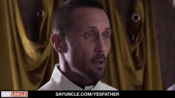 When the priest is finally ready to penetrate the boy, he bends him down and shoves big dick up his ass while the boy’s moans fill the room