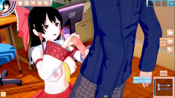 【エロゲーコイカツ！】東方 博麗霊夢におっぱい揉みまくりH！3DCG巨乳アニメ動画(東方プロジェクト)【ヘンタイゲーム】 - Hen-Tie